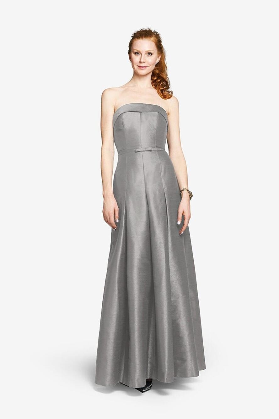 NWT! Gather & Gown Full Length Bridesmaid Dress 519-Liberty, Platinum Silver, 6